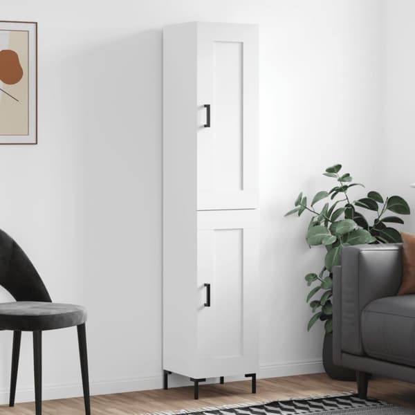 vidaXL skab 34,5x34x180 cm konstrueret træ hvid højglans