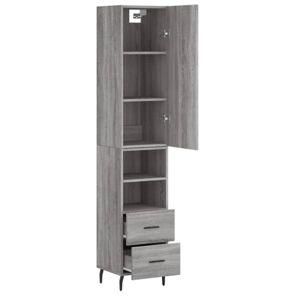 vidaXL Highboard grå sonoma 34,5x34x180 cm konstruert tre
