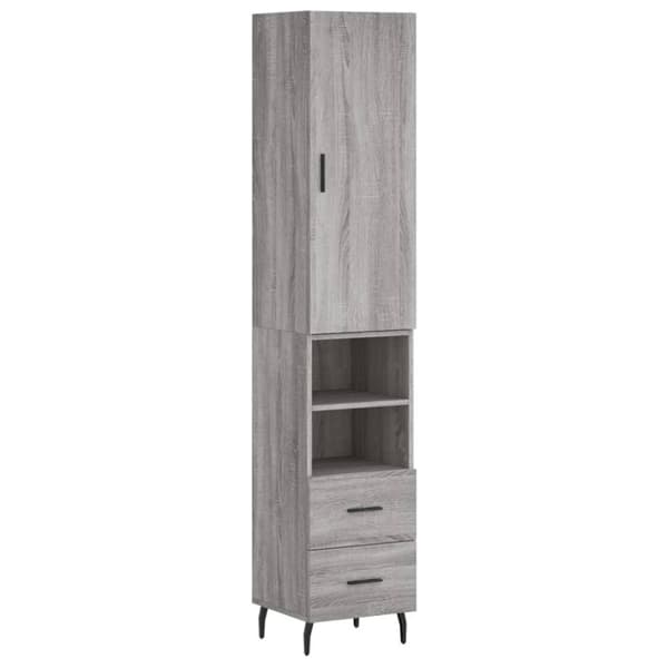 vidaXL højskab 34,5x34x180 cm konstrueret træ grå sonoma-eg