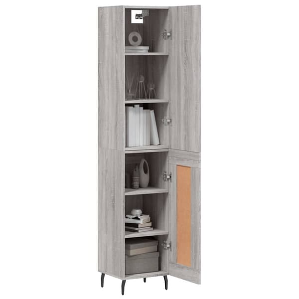vidaXL Highboard grå sonoma 34,5x34x180 cm konstruert tre