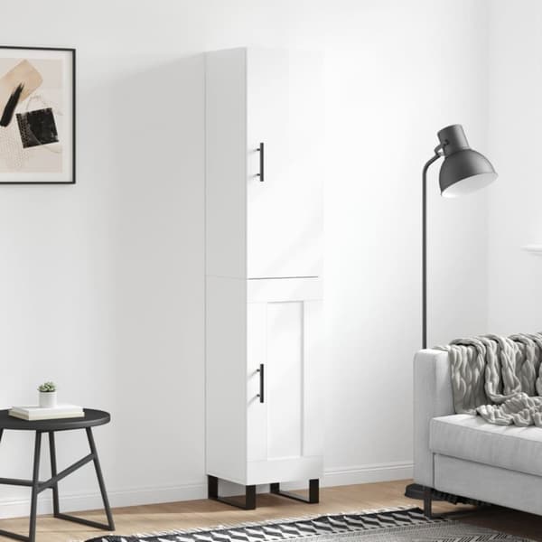 vidaXL skab 34,5x34x180 cm konstrueret træ hvid højglans