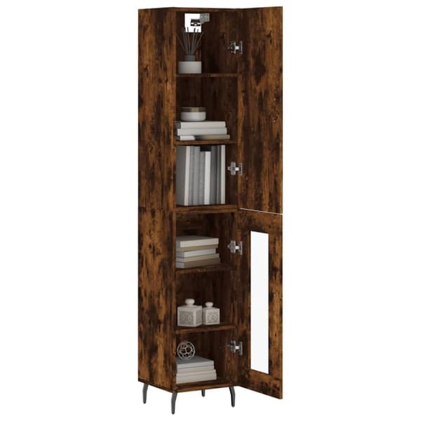 vidaXL Highboard røkt eik 34,5x34x180 cm konstruert tre