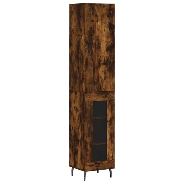 vidaXL Highboard røkt eik 34,5x34x180 cm konstruert tre