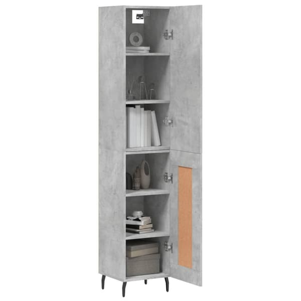 vidaXL Highboard betonggrå 34,5x34x180 cm konstruert tre