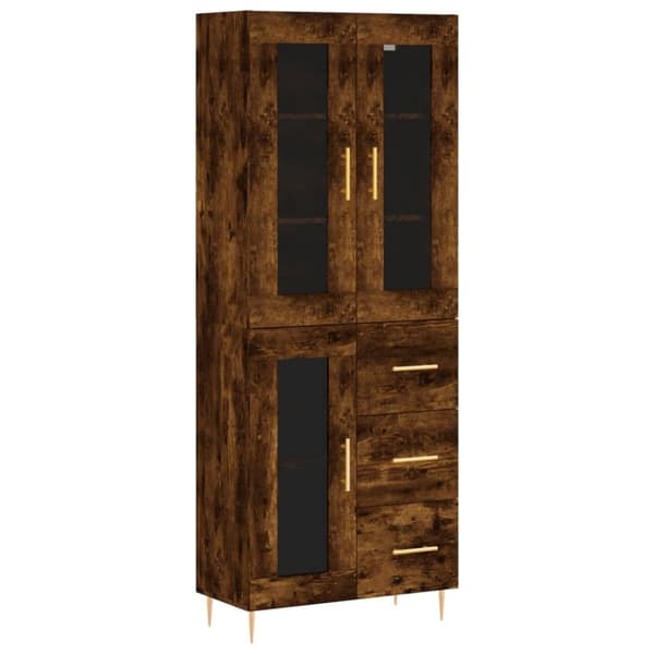 vidaXL Högskåp rökfärgad ek 69,5x34x180 cm konstruerat trä