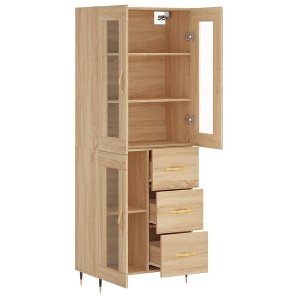 vidaXL Högskåp sonoma-ek 69,5x34x180 cm konstruerat trä
