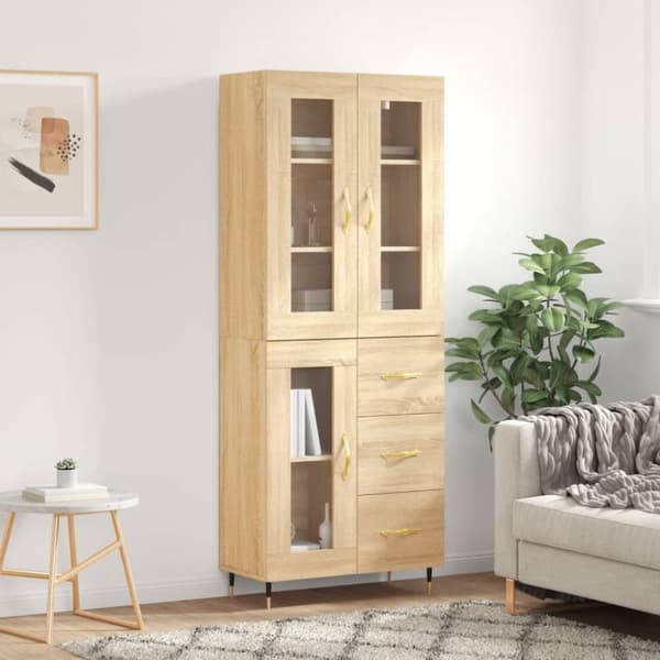 vidaXL Högskåp sonoma-ek 69,5x34x180 cm konstruerat trä