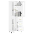 Miniatyrbilde 3 av 11: vidaXL Highboard hvit 69,5x34x180 cm konstruert tre