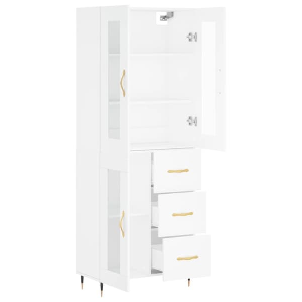 vidaXL Highboard hvit 69,5x34x180 cm konstruert tre