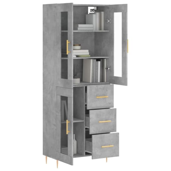 vidaXL Highboard betonggrå 69,5x34x180 cm konstruert tre