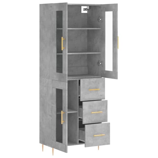 vidaXL Highboard betonggrå 69,5x34x180 cm konstruert tre