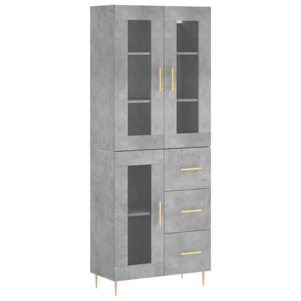 vidaXL Highboard betonggrå 69,5x34x180 cm konstruert tre