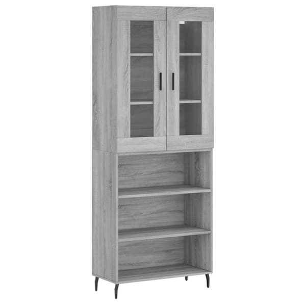 vidaXL højskab 69,5x34x180 cm konstrueret træ grå sonoma-eg