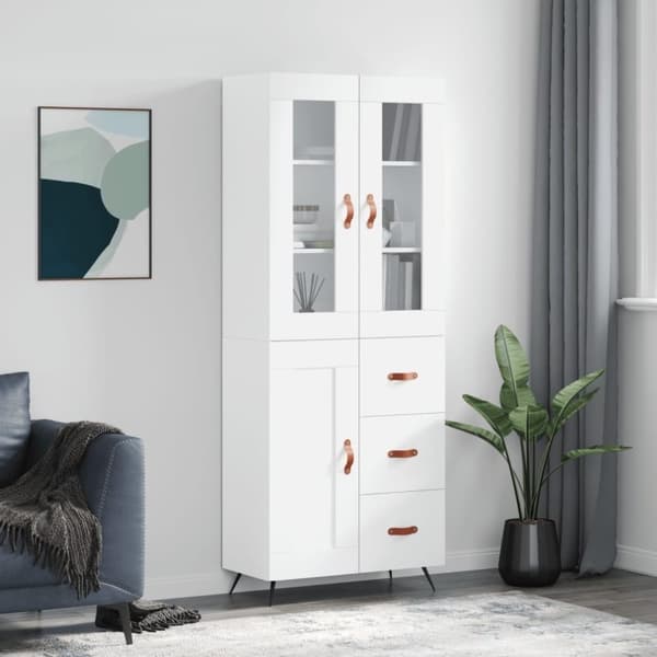 vidaXL højskab 69,5x34x180 cm konstrueret træ hvid