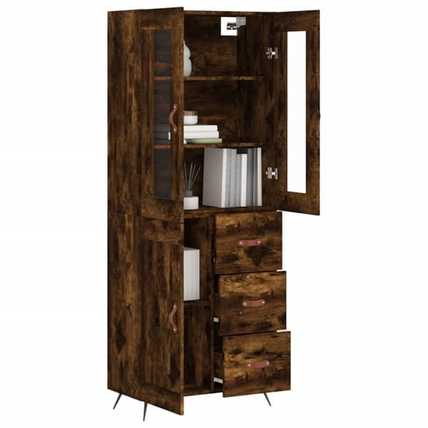 vidaXL Highboard røkt eik 69,5x34x180 cm konstruert tre