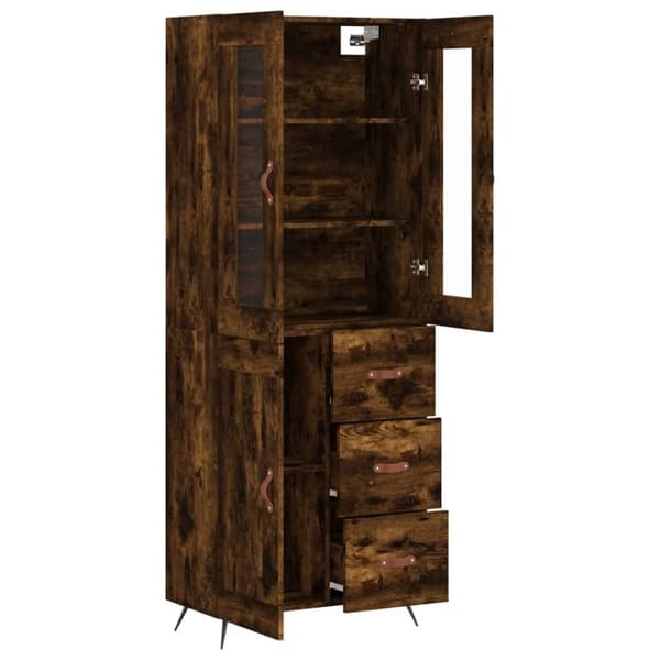 vidaXL Highboard røkt eik 69,5x34x180 cm konstruert tre