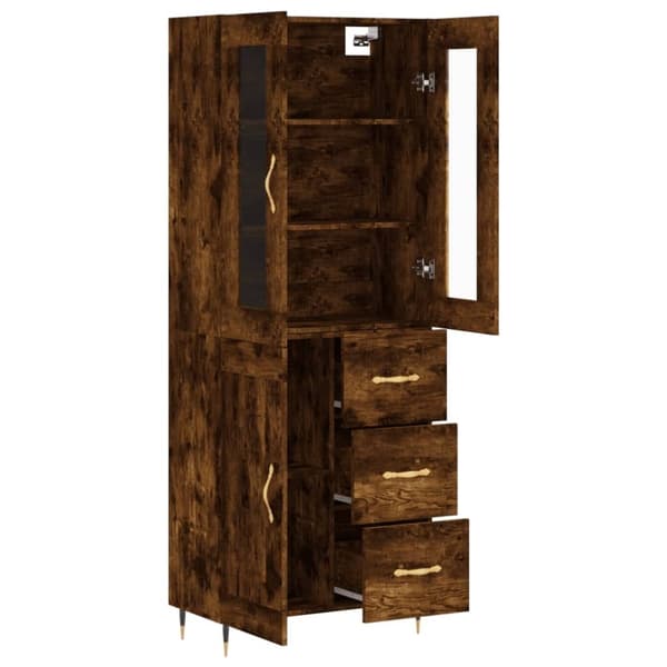 vidaXL Highboard røkt eik 69,5x34x180 cm konstruert tre