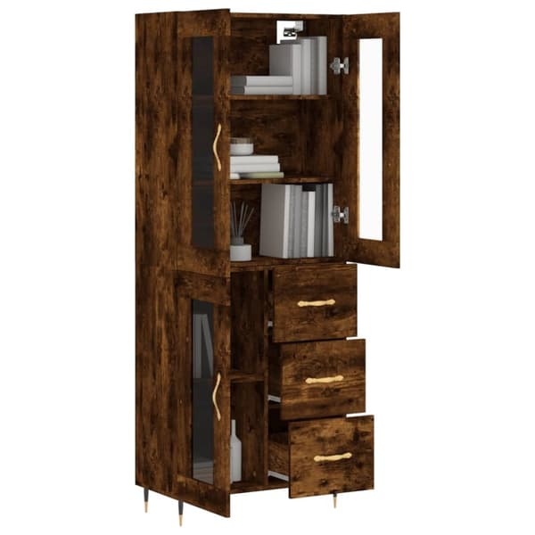 vidaXL Highboard røkt eik 69,5x34x180 cm konstruert tre
