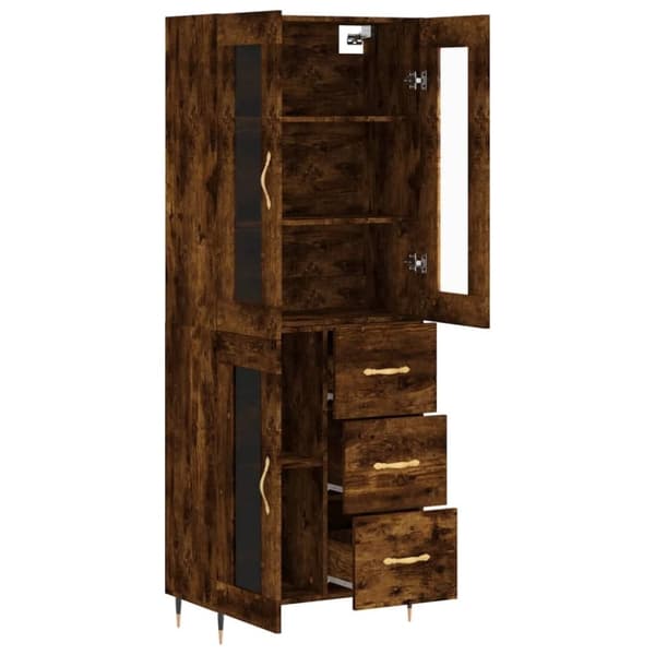 vidaXL Highboard røkt eik 69,5x34x180 cm konstruert tre