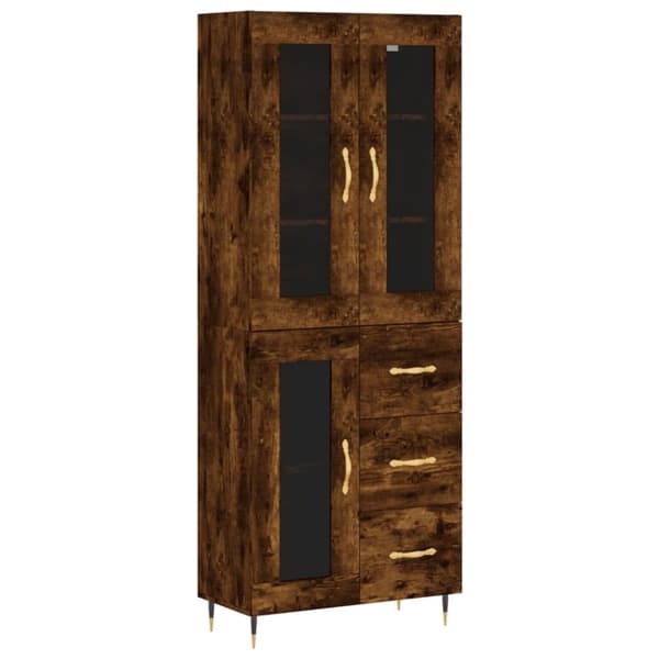 vidaXL Highboard røkt eik 69,5x34x180 cm konstruert tre