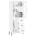 Miniatyrbilde 3 av 11: vidaXL Highboard hvit 69,5x34x180 cm konstruert tre