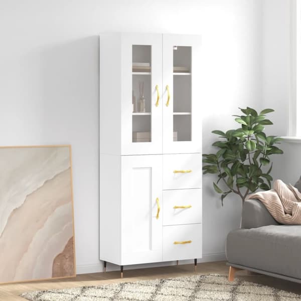 vidaXL højskab 69,5x34x180 cm konstrueret træ hvid