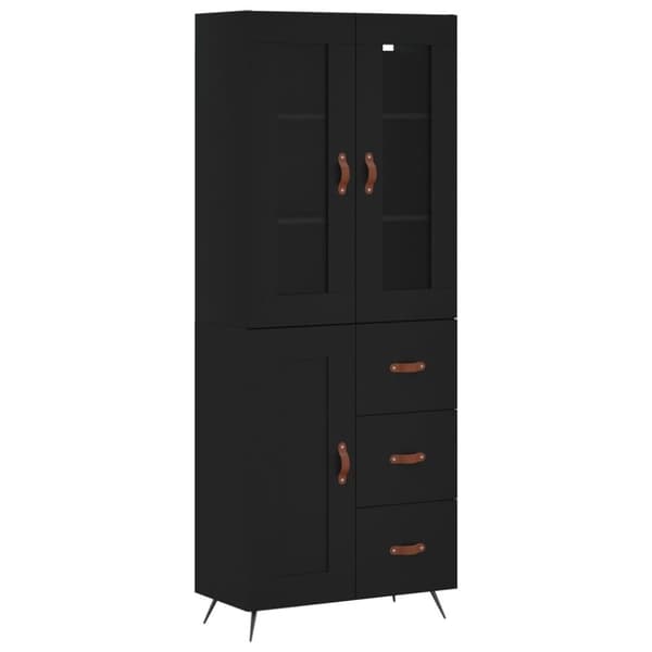 vidaXL højskab 69,5x34x180 cm konstrueret træ sort