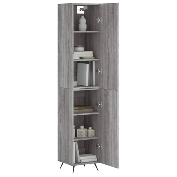 vidaXL Highboard grå sonoma 34,5x34x180 cm konstruert tre