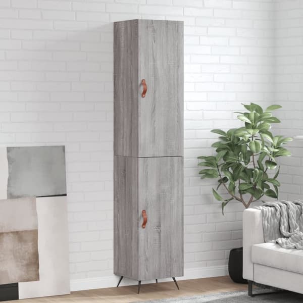 vidaXL højskab 34,5x34x180 cm konstrueret træ grå sonoma-eg