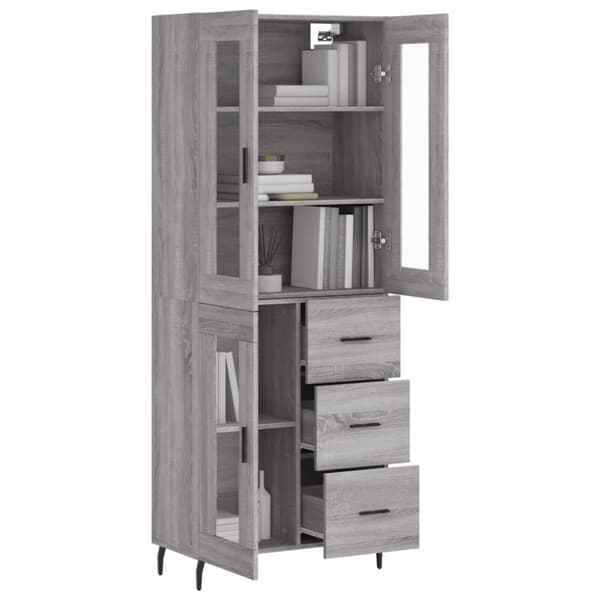 vidaXL Highboard grå sonoma 69,5x34x180 cm konstruert tre