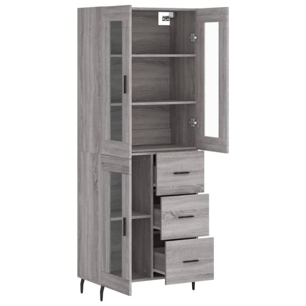 vidaXL Highboard grå sonoma 69,5x34x180 cm konstruert tre