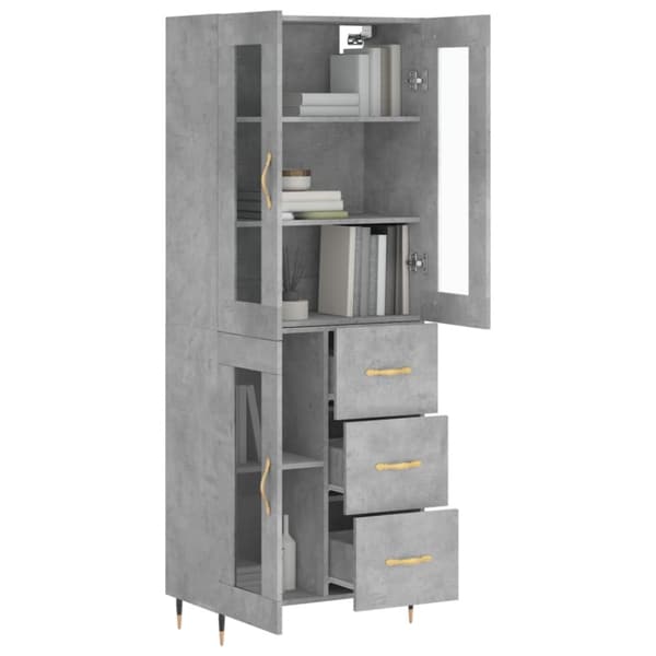 vidaXL Highboard betonggrå 69,5x34x180 cm konstruert tre