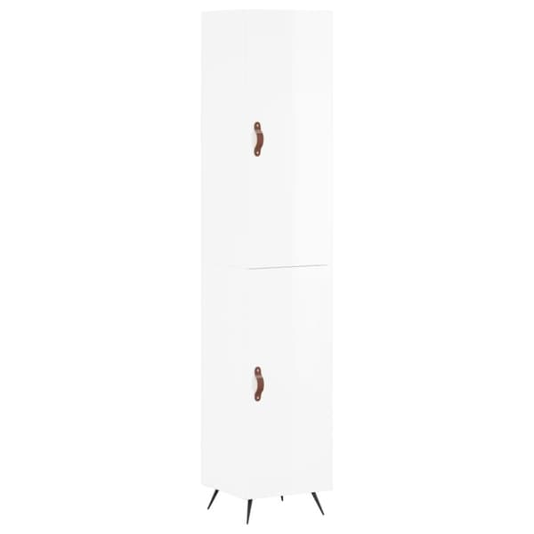 vidaXL Highboard høyglans hvit 34,5x34x180 cm konstruert tre