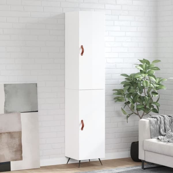 vidaXL skab 34,5x34x180 cm konstrueret træ hvid højglans