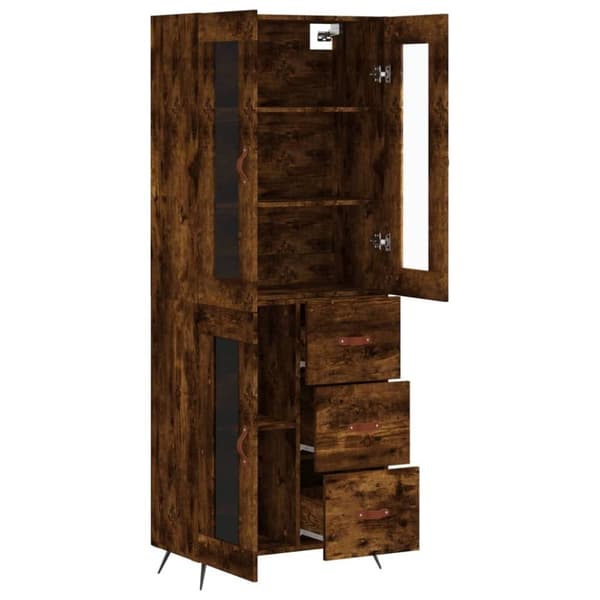 vidaXL Highboard røkt eik 69,5x34x180 cm konstruert tre