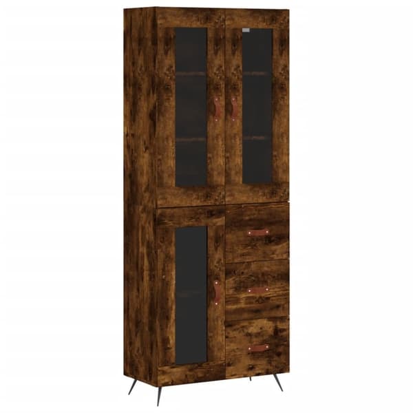 vidaXL Highboard røkt eik 69,5x34x180 cm konstruert tre