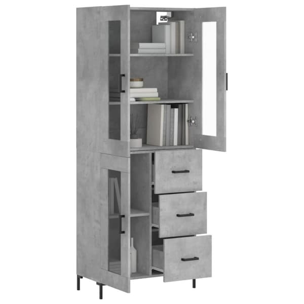 vidaXL Highboard betonggrå 69,5x34x180 cm konstruert tre