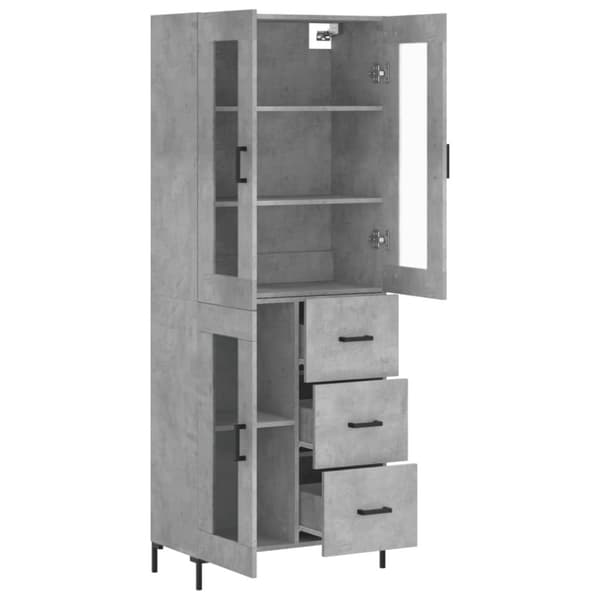 vidaXL Highboard betonggrå 69,5x34x180 cm konstruert tre