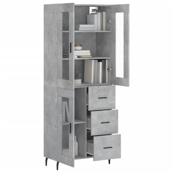 vidaXL Highboard betonggrå 69,5x34x180 cm konstruert tre