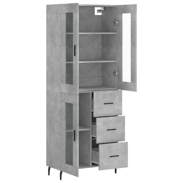 vidaXL Highboard betonggrå 69,5x34x180 cm konstruert tre