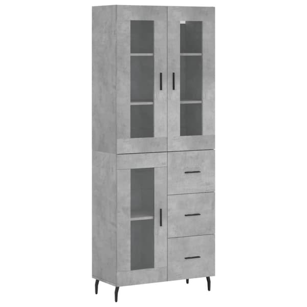 vidaXL Highboard betonggrå 69,5x34x180 cm konstruert tre