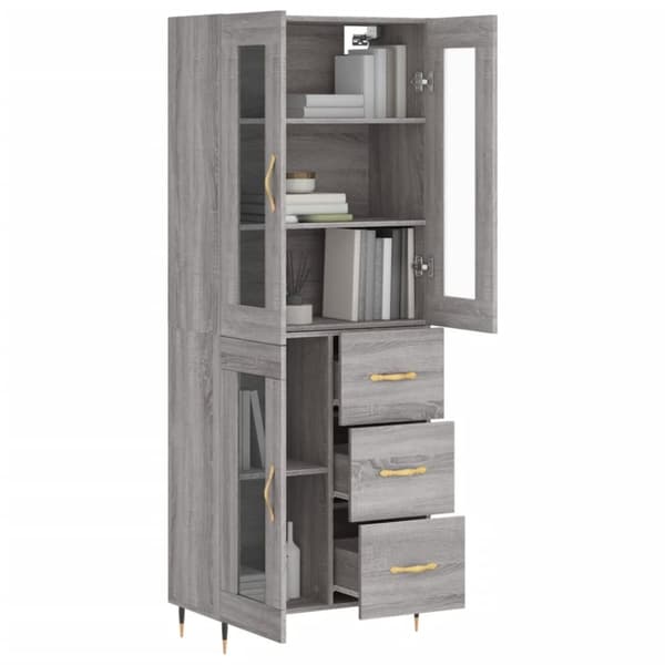 vidaXL Highboard grå sonoma 69,5x34x180 cm konstruert tre