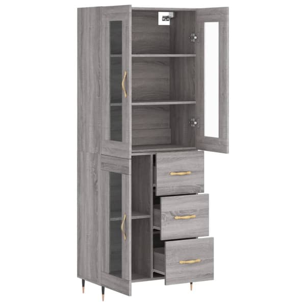 vidaXL Highboard grå sonoma 69,5x34x180 cm konstruert tre