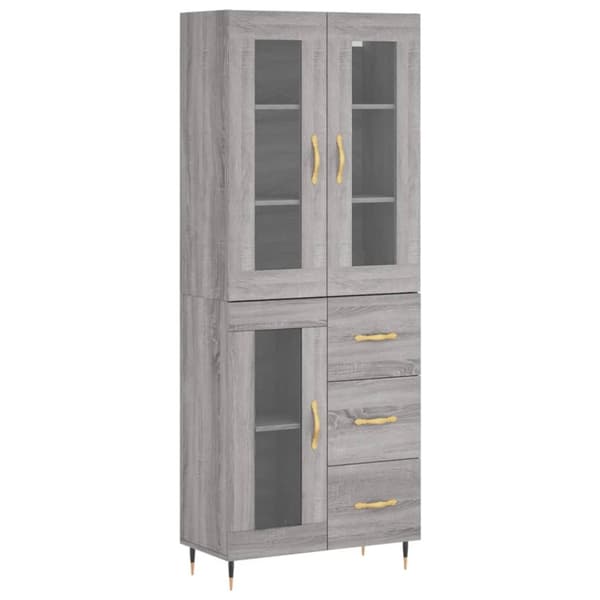 vidaXL Highboard grå sonoma 69,5x34x180 cm konstruert tre