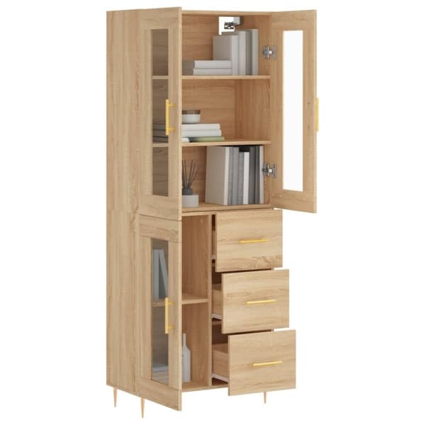 vidaXL højskab 69,5x34x180 cm konstrueret træ sonoma-eg