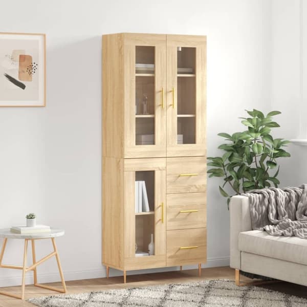 vidaXL højskab 69,5x34x180 cm konstrueret træ sonoma-eg