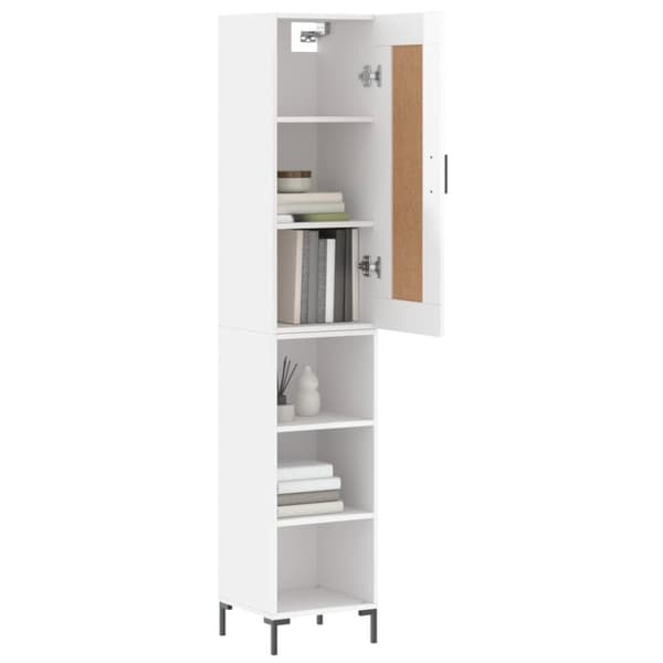 vidaXL Highboard høyglans hvit 34,5x34x180 cm konstruert tre