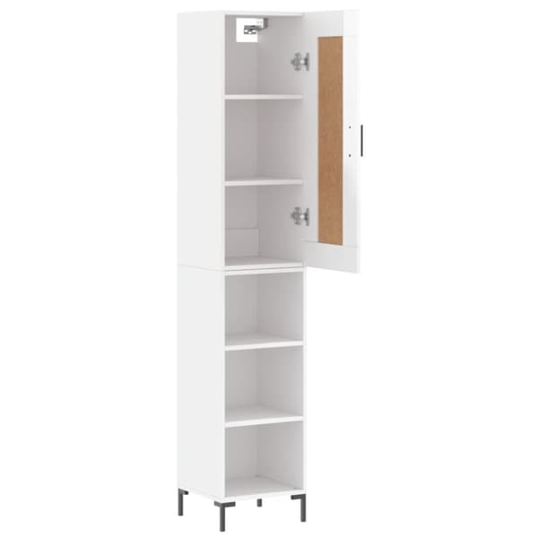vidaXL Highboard høyglans hvit 34,5x34x180 cm konstruert tre