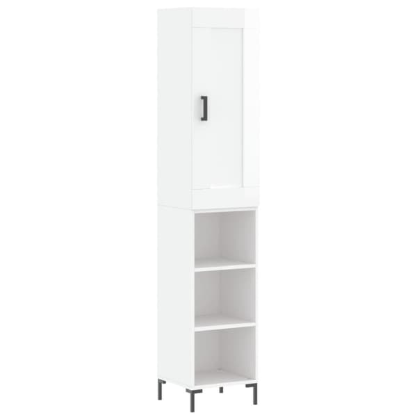 vidaXL Highboard høyglans hvit 34,5x34x180 cm konstruert tre
