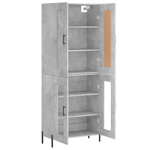 vidaXL Highboard betonggrå 69,5x34x180 cm konstruert tre
